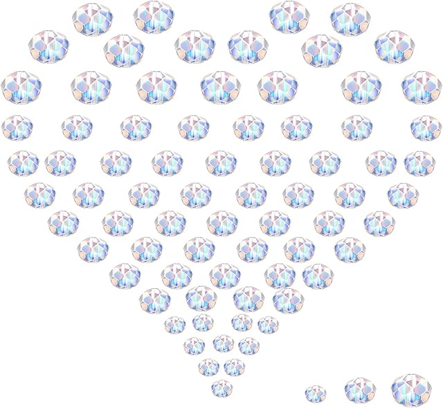 AIEX 600 Pcs Crystal Rondelle Beads Loose Gemstone Beads, Crystal Glass Beads Briolette Beads Multi-Faceted Rondelle Beads for DIY Jewellery Crafts (Colourful and Transparent,4/6/8mm)