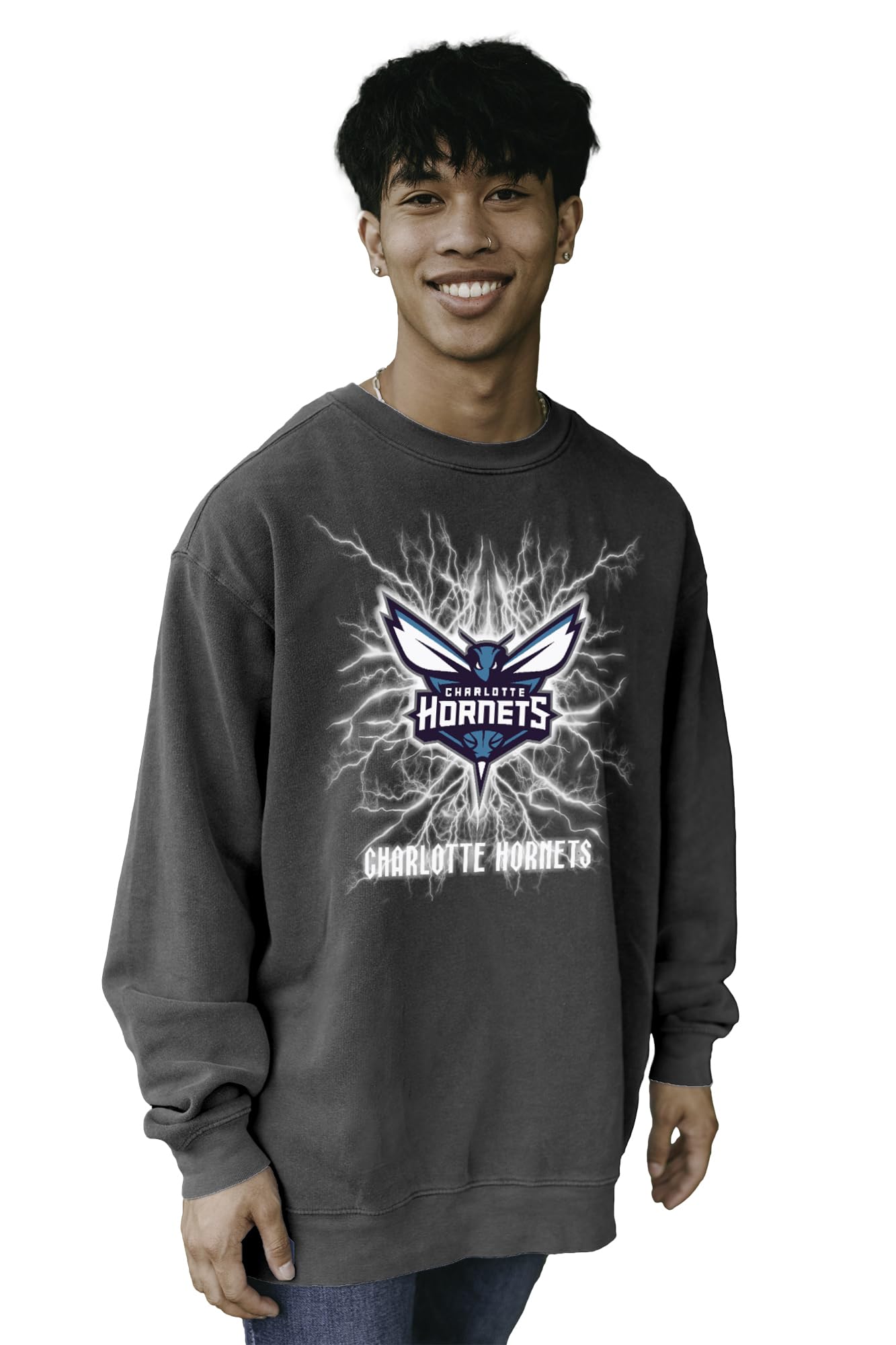 Blue 84 Unisex's NBA Officially Licensed Crewneck Sweatshirt Ringspun Electric Black, XXL