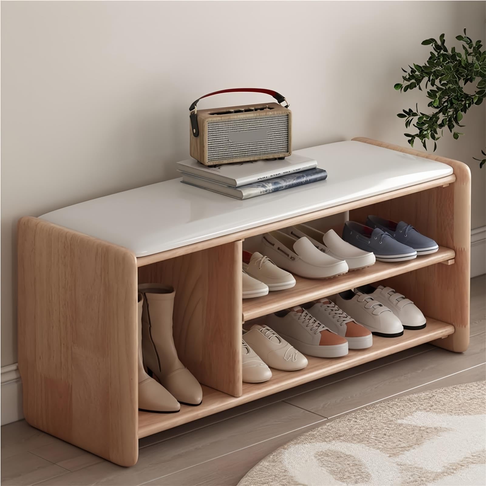 Banc de rangement à chaussures avec siège rembourré pour couloir et entrée
