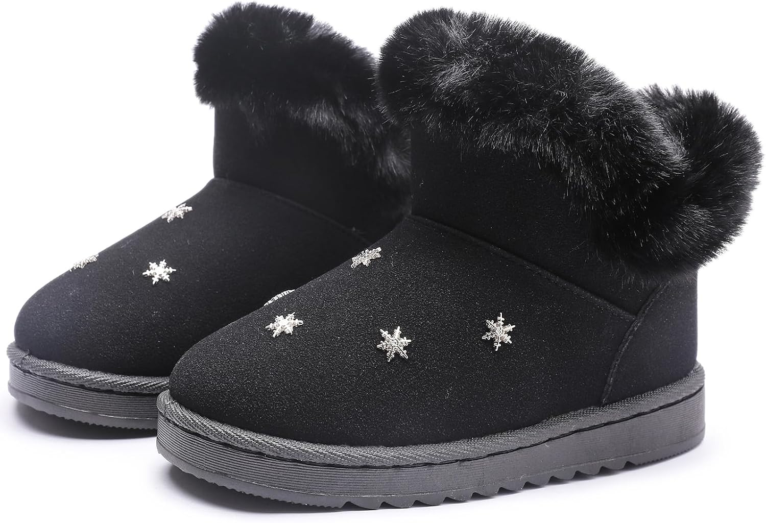 WUIWUIYU Kids' Winter Snow Boots Ankle Boots Fur Lined Round-toe Booties for Little Girls Boys Toddlers