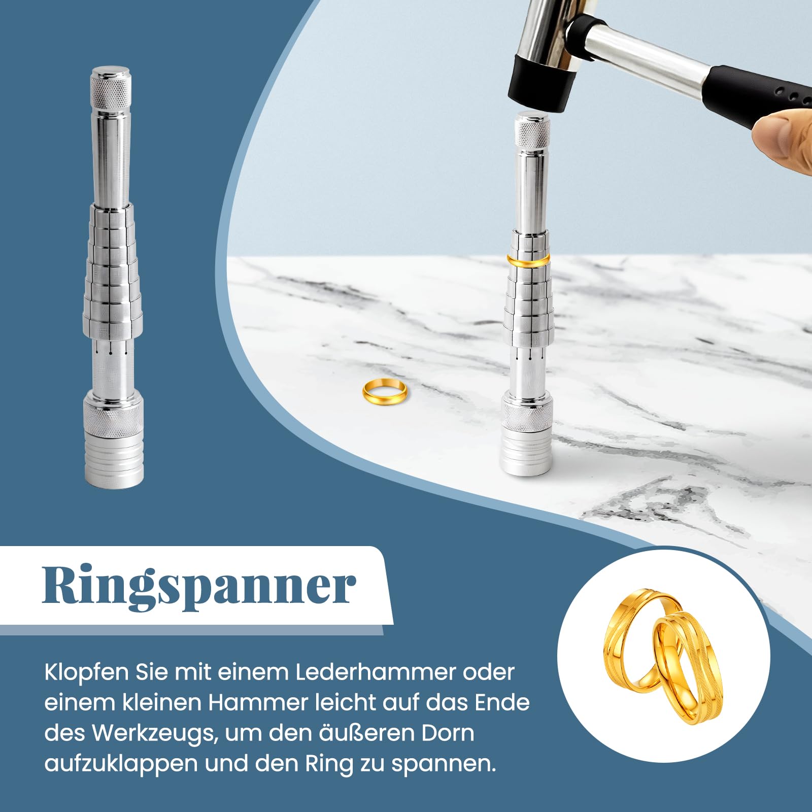 F Fityle Strumento elastico anello, tenditore ad anello per ingrandimento, fascia per matrimonio, strumento di regolazione per la produzione di gioielli
