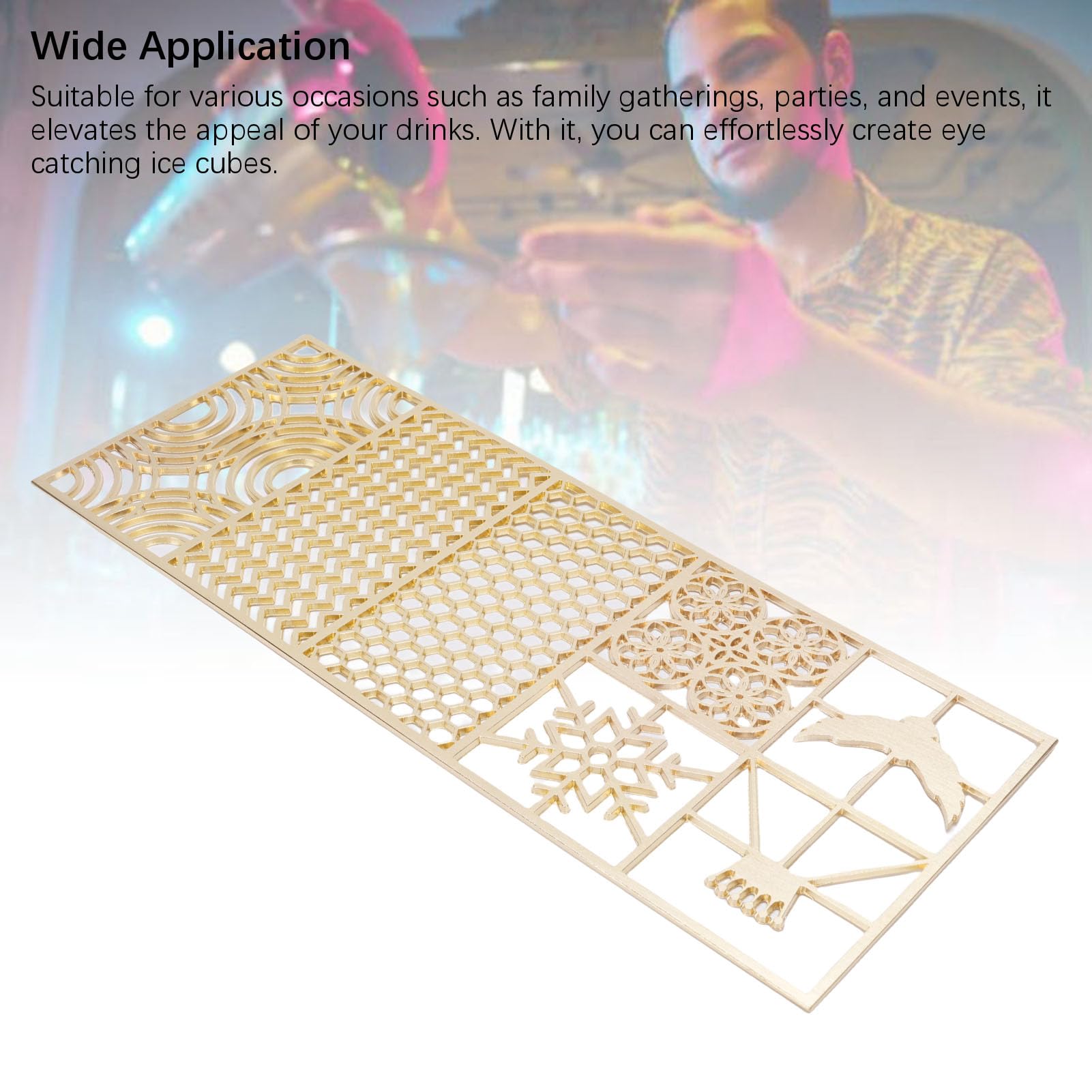 Wakects Bandeja Transparente para Sellos de Hielo Sello de Cubitos de Hielo de Cobre para Patrones Rápidos Bandeja de Diseño de Cubitos de Personalizada de 5 Segundos para Camareros, Bares, Fiestas