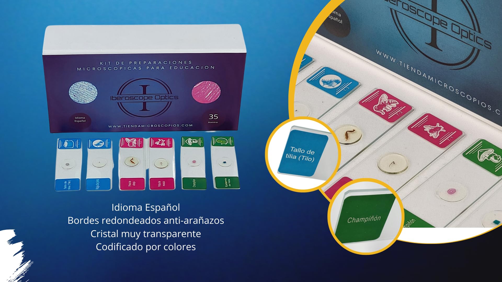 35 Muestras Preparadas para Microscopio en Español: Explora el Mundo Microscópico con Plantas, Animales e Insectos. Ideal para Estudiantes y Adultos.