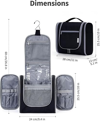 Miniatura 5 de Narwey - Neceser de viaje colgante, organizador de maquillaje y productos cosméticos para mujeres y hombres, Ab-negro, L