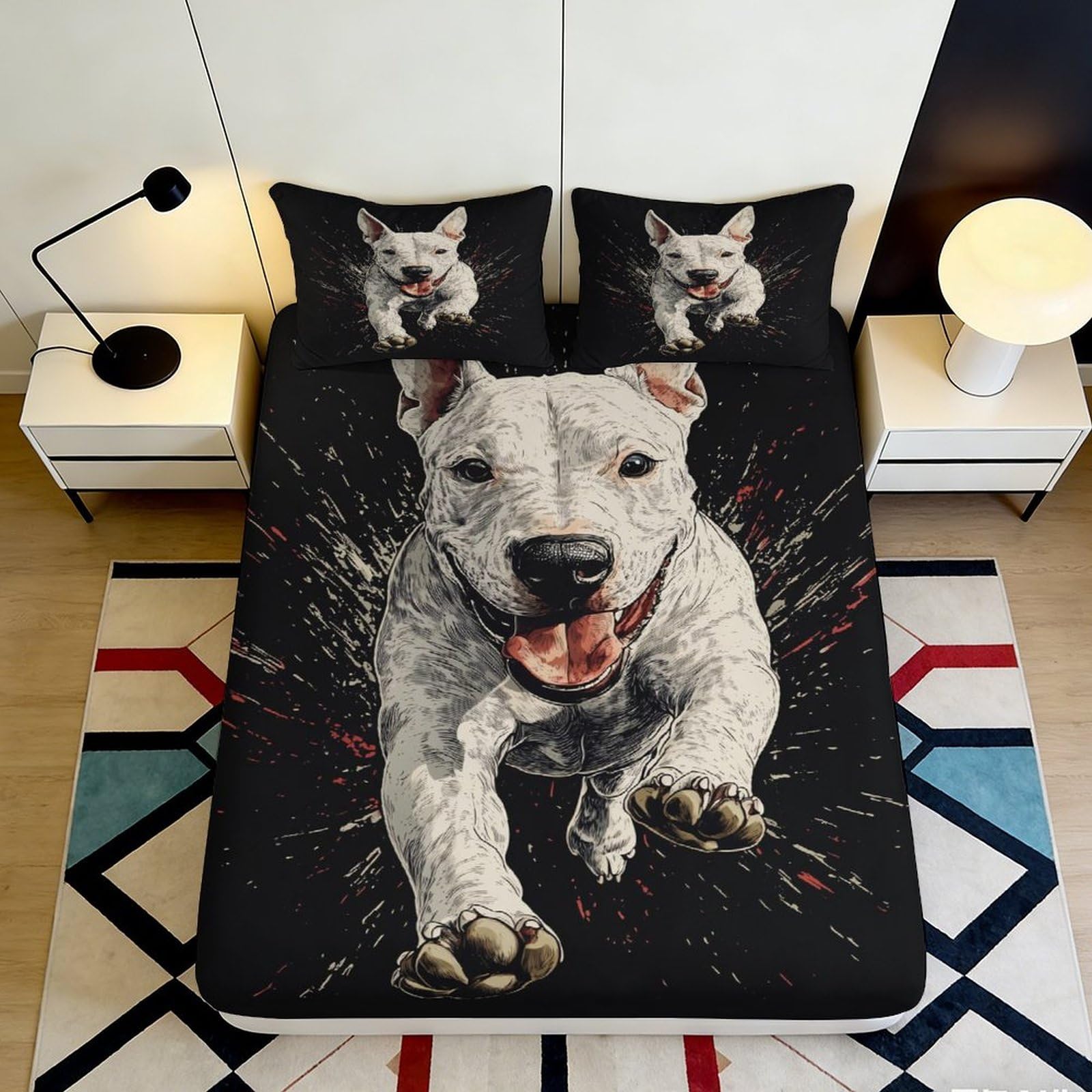 Tjiqhvmrn Style-10 3D Printing Dog Pattern Fitted Sheet Microfiber Deep Pocket Non-Slip Bedroom Mattress Fitted Cover Full Wrap Washable For Adults Teens 90X200x25cm