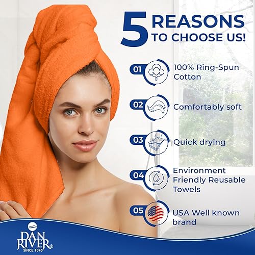 Miniatura 5 de DAN RIVER Juego de toallas de baño 100% algodón, 2 toallas de baño de gran tamaño de 30 x 52 pulgadas, 2 toallas de mano de 16 x 28 pulgadas, 4
