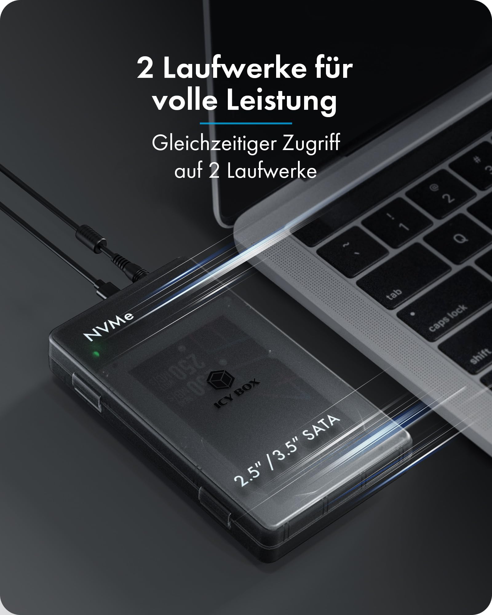 ICY BOX Spade Clone 3882 Klon- & Docking Station für M.2 NVMe SSD sowie 2,5"/3,5" SATA HDD/SSD, USB-C Festplatten Docking Station mit USB 3.2 Gen 2 (10 Gbps), Offline Klonen, HotSwap, IB-3882MSCL-CU31