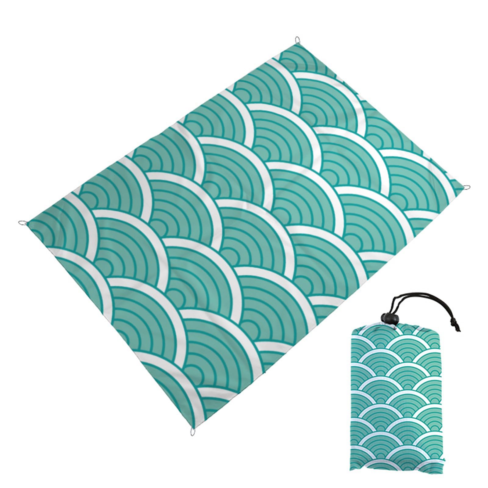 Treer Sandproof Beach Blanket Lightweight, Beach Mats Sand Free Extra Large Foldable Outdoor Picnic Blankets for Garden, Camping, Park Picnic, Travel (140 * 150cm,sea wave)