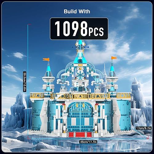 Miniatura 2 de Mould King Juegos de construcción de castillo congelado con luces LED, bloques de construcción de juguete de castillo congelado para decoración del