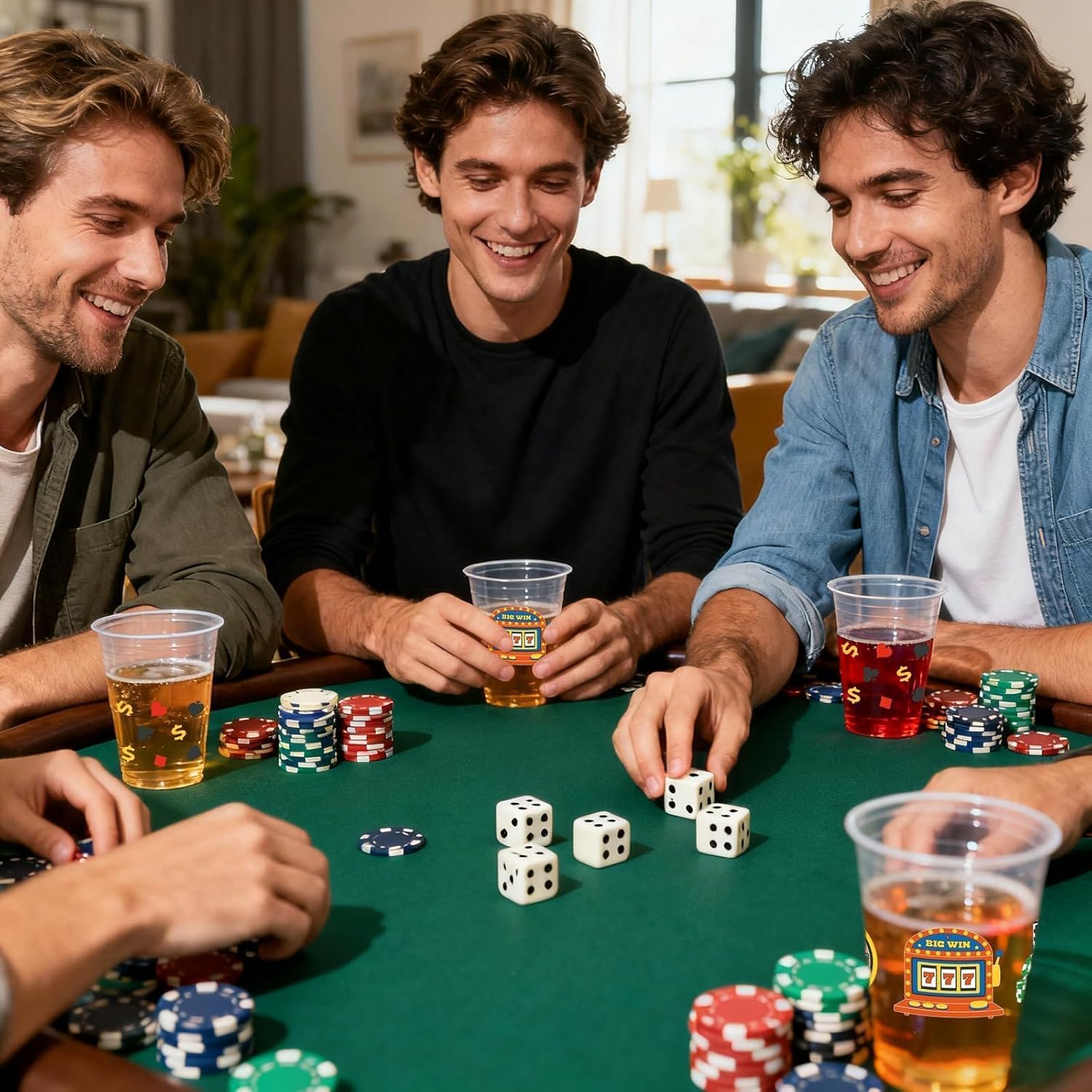 50 Pcs Casino Party Cups, 16 Oz Casino Plastic Cup Poker Clear Disposable Drinking Cups for Poker Game Night Themed Party Decoration Birthday Wedding Party Supplies