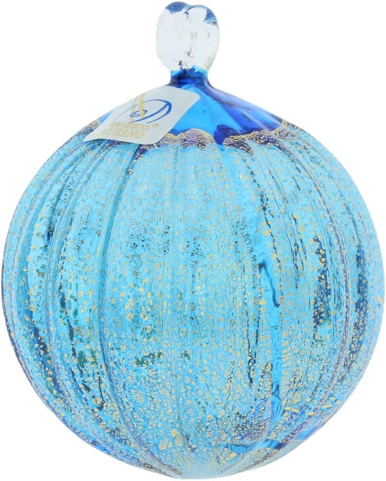 Glass Of Venice Murano Glass Medium Christmas Ornament - Aqua Blue