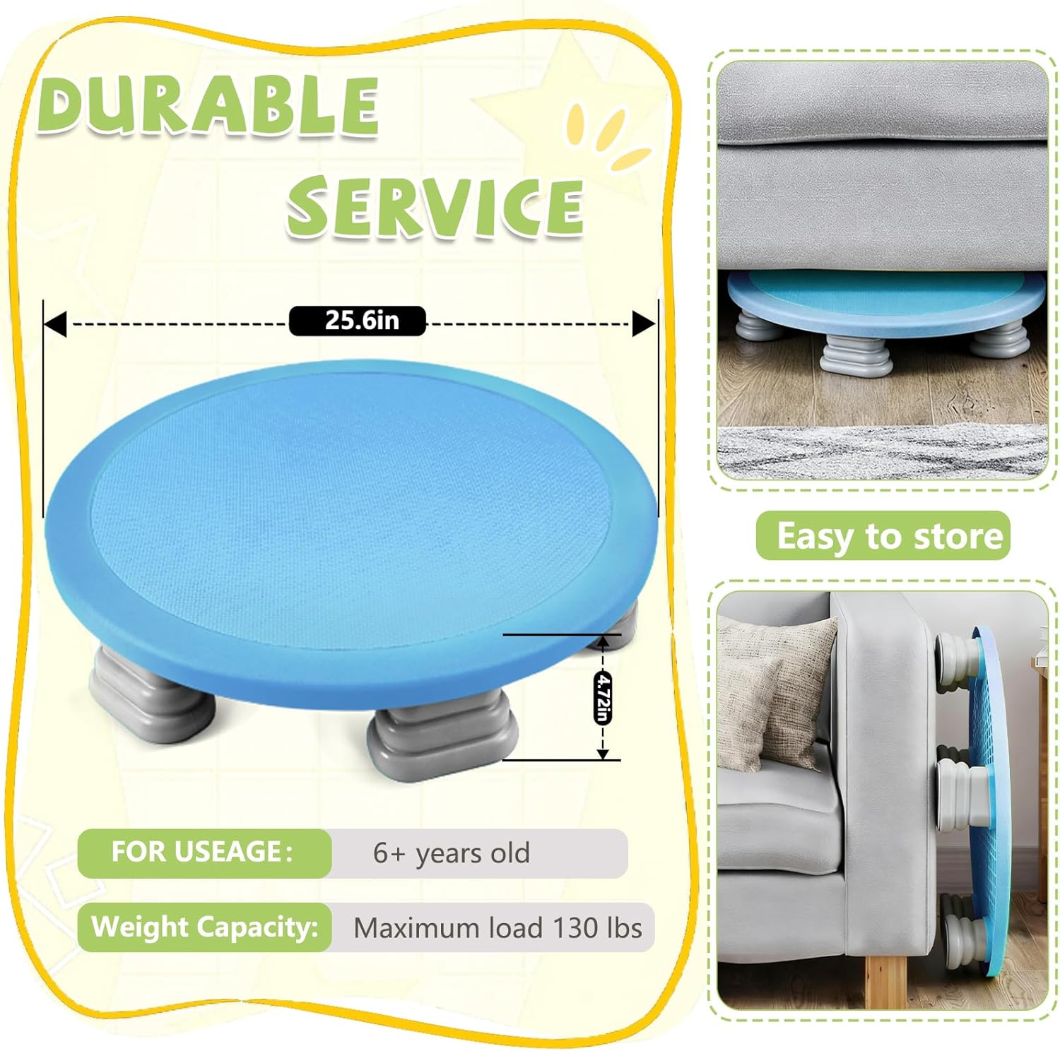 Kids Universal Trampoline Bounce Board ，Sensory Trampoline Indoor，Round Bounce Trampoline with Non-Slip Base，Bounce Board for Kids，Kids Sensory Balance Training Equipment