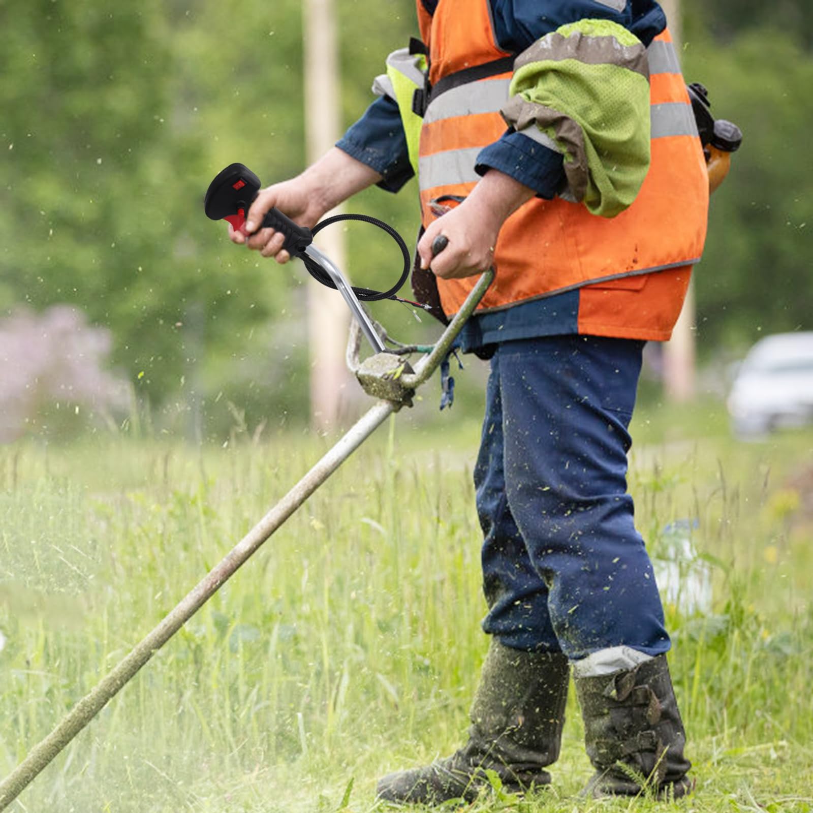DOITOOL Manija de Palanca de Control del Acelerador para Cortacésped Montaje Lateral, Cable de 83 Cm, Interruptor de Cierre de Gas, Repuesto para Herramienta de Jardinería, Accesorio
