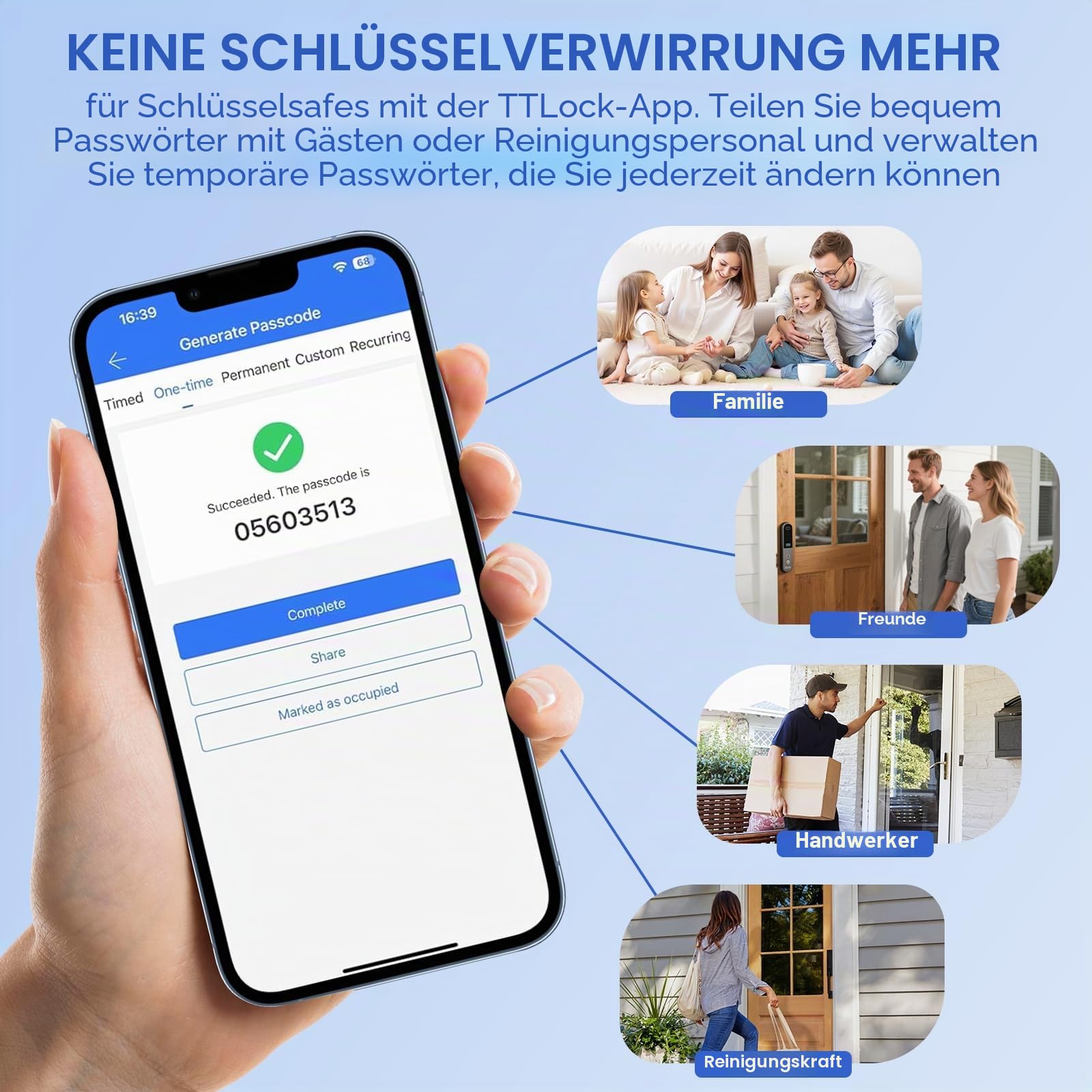 Smart Schlüsselbox Wetterfest Unterstützt TTLock APP und PIN-Code | Bluetooth Lock Box,Schlüsseltresor mit Zahlencode Schlüsselbox Schlüsselsafe Digital Schlüsselkasten für Haus Garage Wohnung