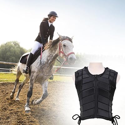 Gilet de Protection équestre Gilet d'entraînement d'équitation Gilet de sécurité rembourré pour Adultes Unisexes Garçons Filles Enfants (Noir CM