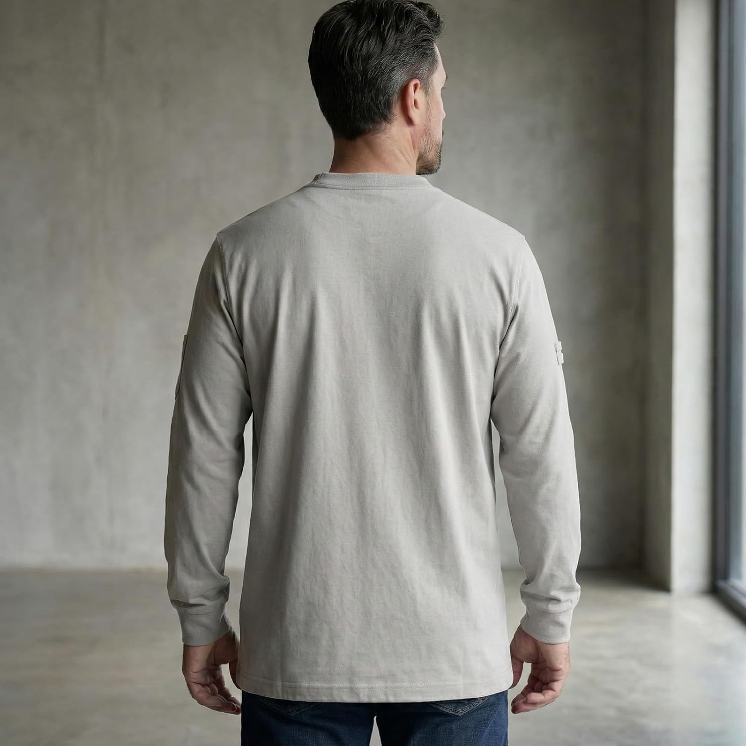 ARCCAPTAIN FR Shirts for Men 8oz 100% Cotton Fire Resistant Henley Shirt CAT2 NFPA2112 Welding Work Long Sleeve Clothing Gray