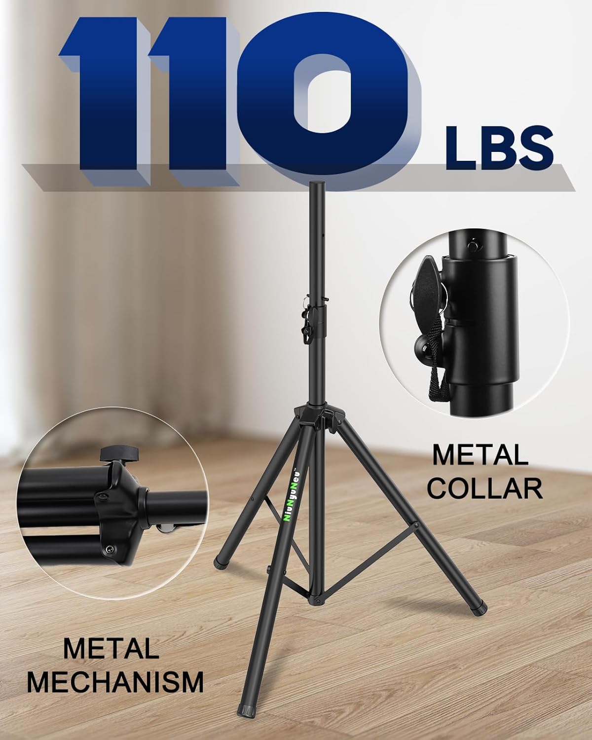 Set of 2 Universal Tripod Speaker Stands Metal Heavy Duty DJ PA Tripod Speaker Stand Height Adjustable from 45'' to 72'' with a Carry Bag - Image 6