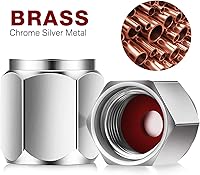 Vista 2 de 20 piezas de tapas de vástago de válvula de neumático de latón, tapas de válvula de neumático de latón en forma de hexágono plateado, cubiertas a