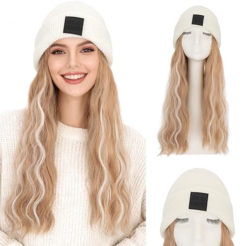 Benehair Beanie Wig for Women with Hair Attached 18'' Long