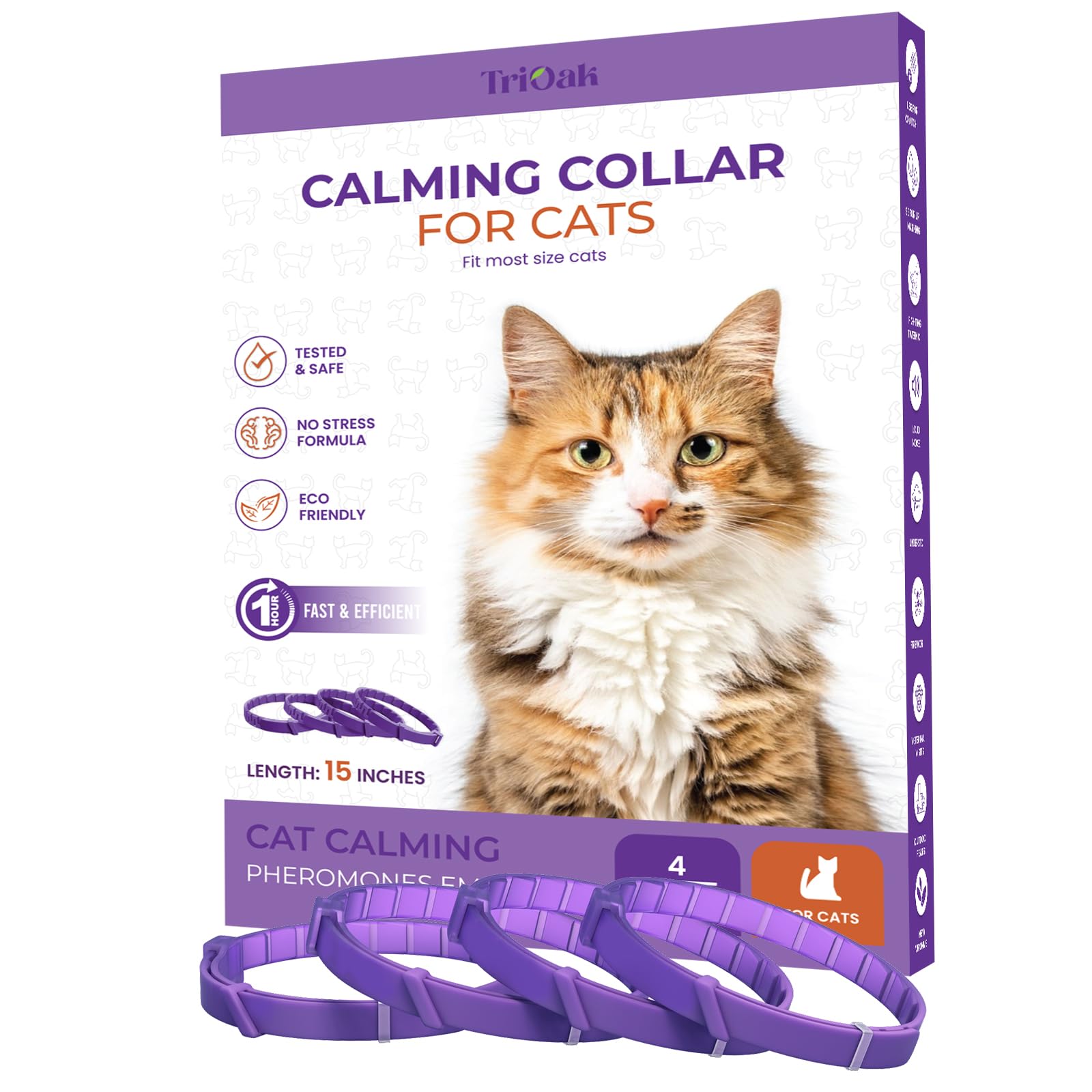 4 Pack Calming Collars for Cats: Pheromone Cat Calming Collars for Cats, Helps Promote Relaxation and Comfort