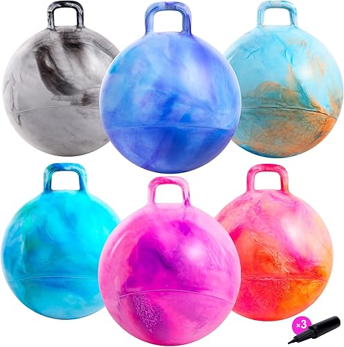 ZOOJOY 6 bolas de tolva para niños de 3 a 8 años, 18 pulgadas de nubes, pelota hinchable con asa, juguetes para sentarse en saltar para deportes,