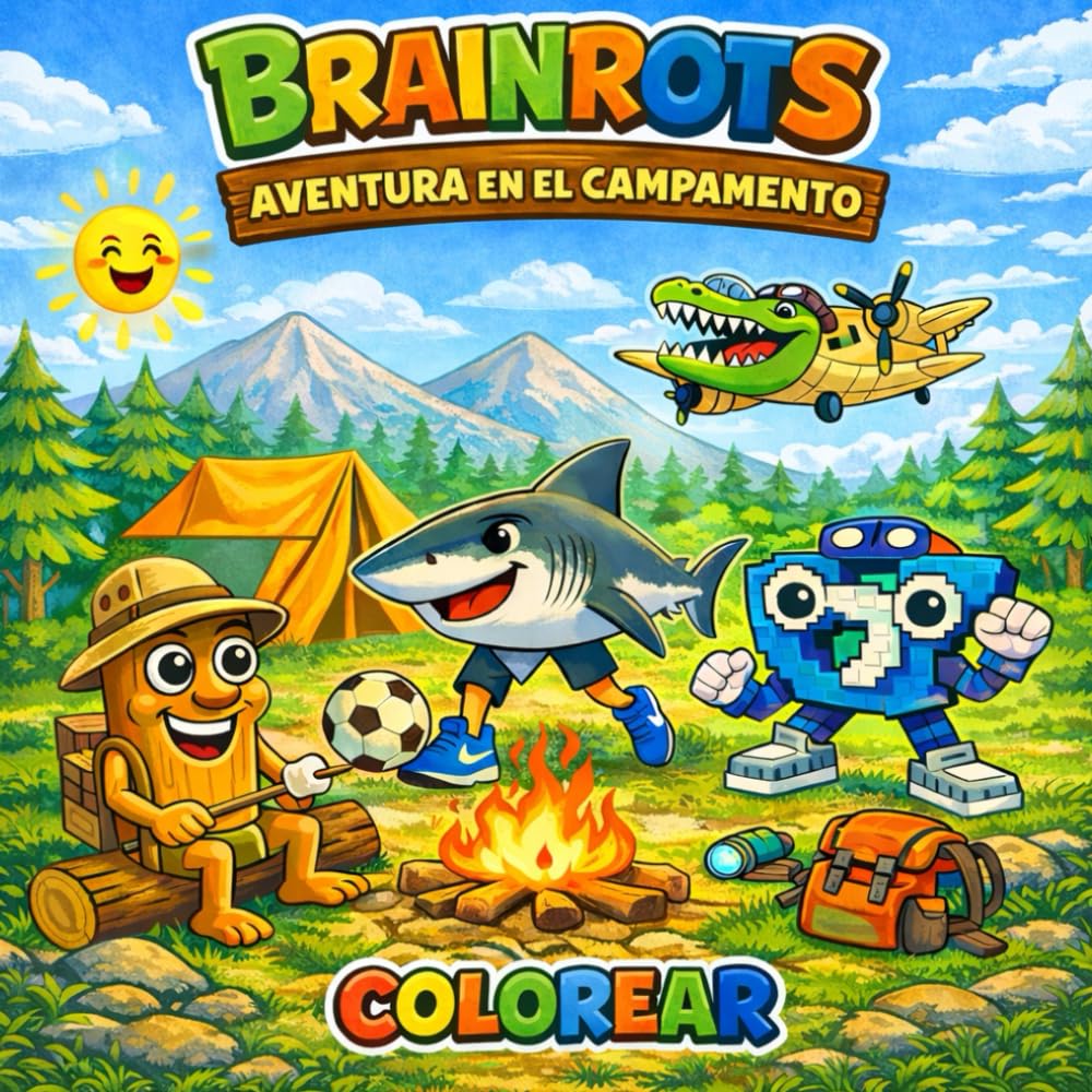 Brainrots Aventura en el Campamento Libro infantil para colorear: Brainrots Coloring book