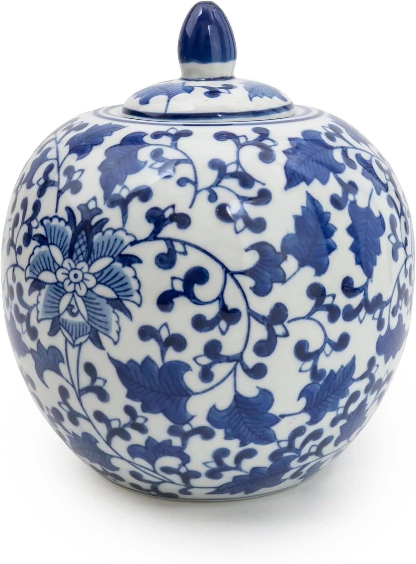 Sumatra Blue & White Large Ceramic Home Collection (Round Ginger Jar 9")
