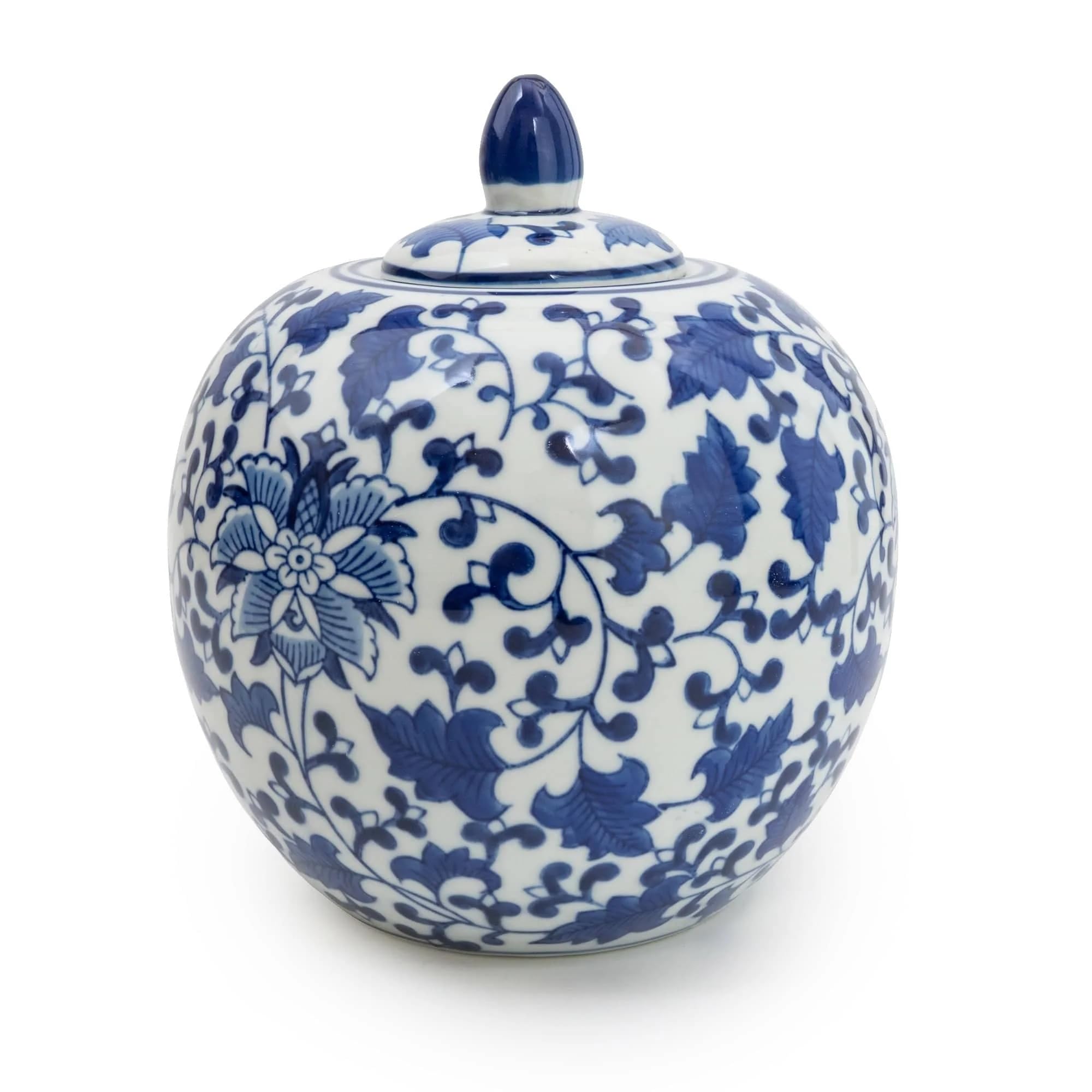 Sumatra Blue & White Large Ceramic Home Collection (Round Ginger Jar 9")