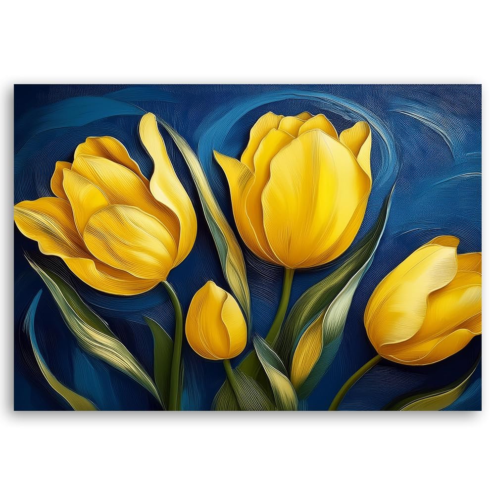 Feeby Impresión en Material Tejido no Tejido - cuadros decoracion salon modernos - cuadro lienzo - 120x80 cm - lienzo grande - Tulipán Naturaleza Flores- cuadros decoracion salon