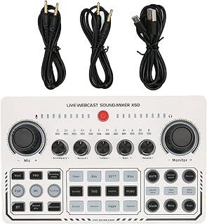 Vomeko X50 Live Sound Card USB External Sound Card for Live Broadcast - 12 Warm-up Sounds, Portable Sound Card One-touch Mute Live Broadcast Sound Card (X50, Live Sound Card) External Sound Cards