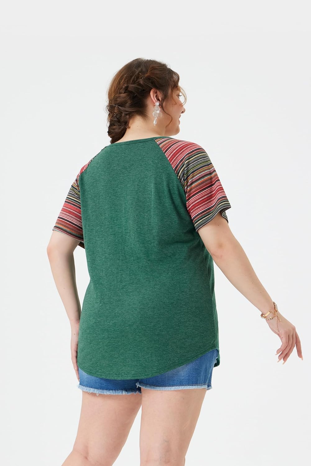 TIYOMI Plus Size T Shirt Tunic Tee Color Block Crewneck Raglan Summer Short Sleeve Tee XL-5XL - Image 5
