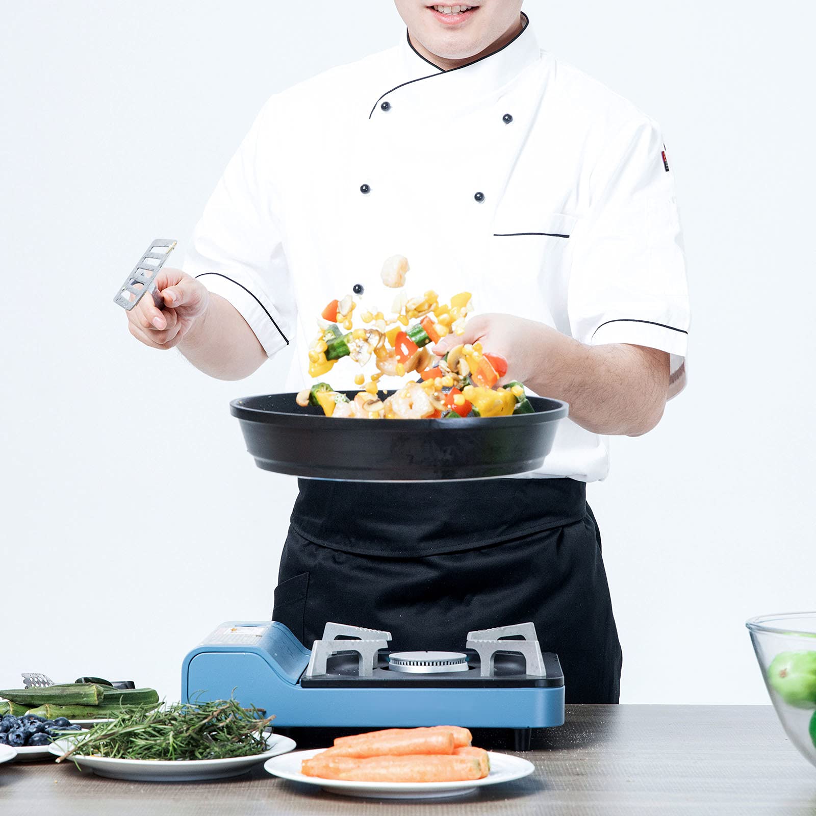 perfeclan Hotel Chef di Cucina Uniforme Manica Corta Giacca Camicia Fibbia a Doppio Petto Cameriere Cuoco Vestiti - bianca, M