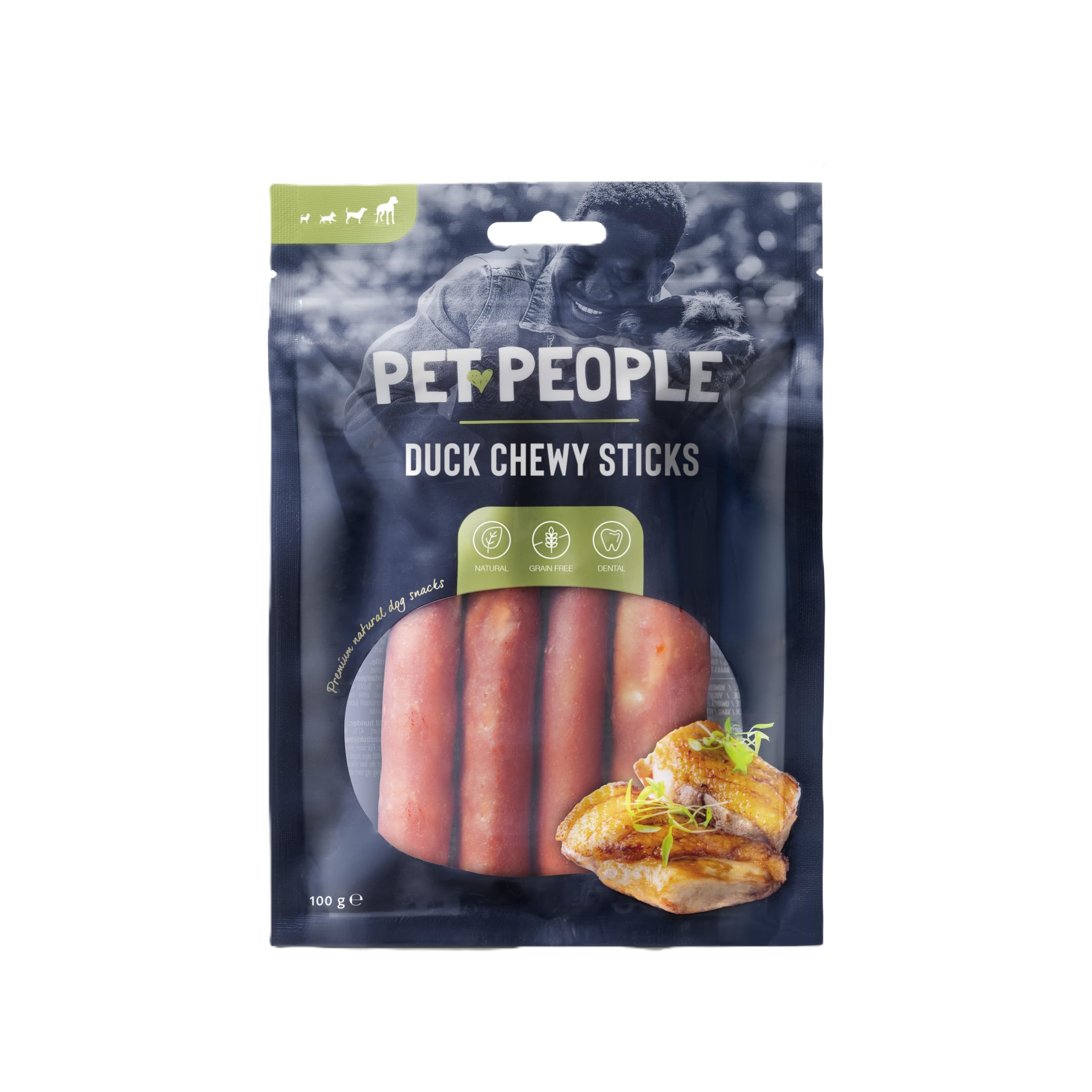 Pet People Duck Chewy Sticks 100g, Natural, Grain Free, High Protein, Dental Care, Dog Snacks - 8pc, 80g (1 Bag)