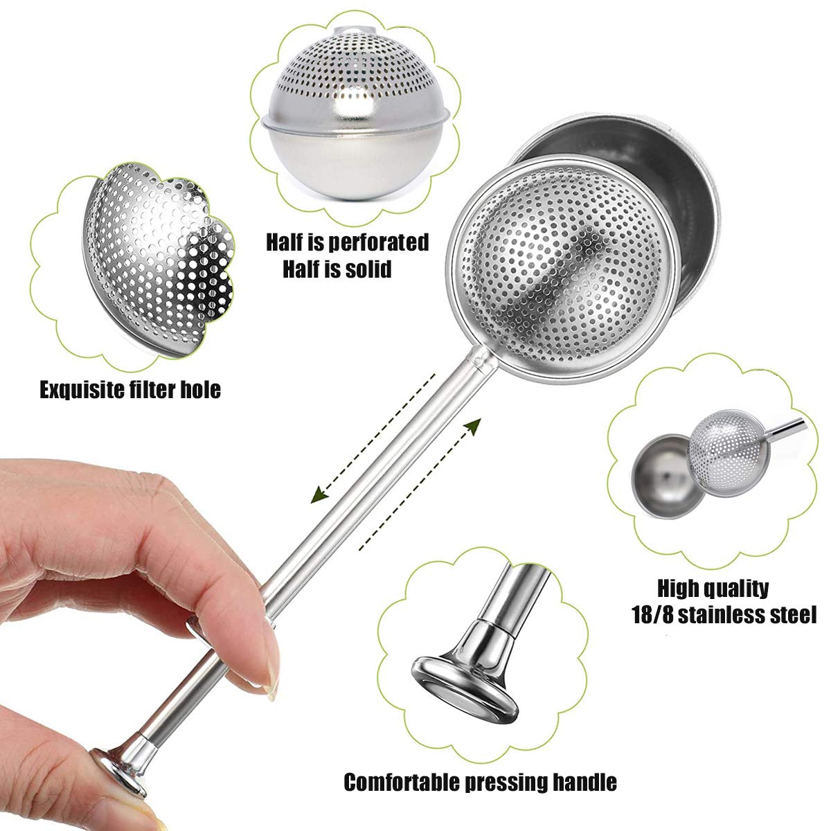 Mehl-Staubwedel Edelstahl - Puderzucker Shaker Mit Federbetätigung
