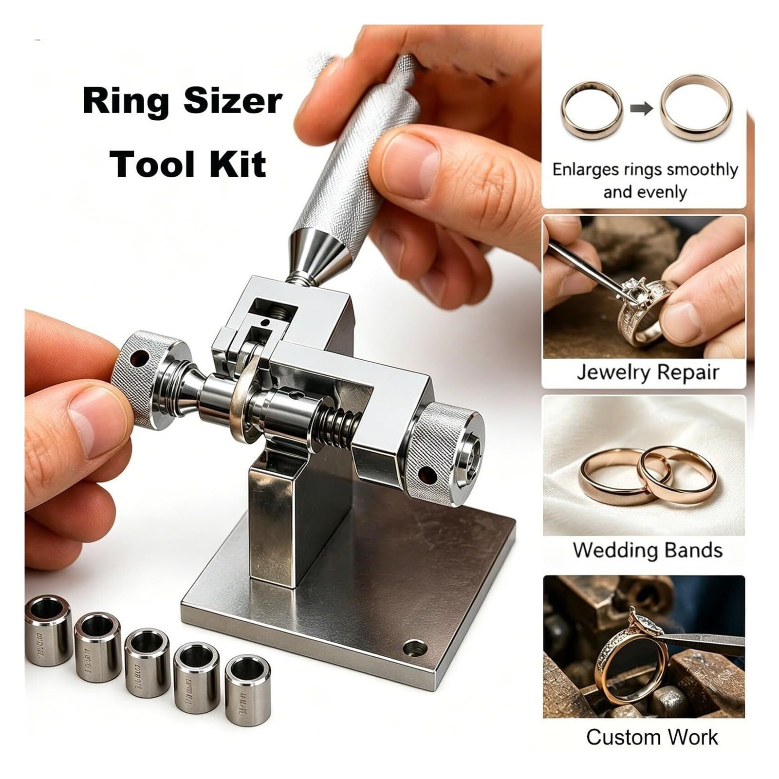 Ampliador del expansor del ensanchador del anillo de la joyería | Agrande y cambie fácilmente el tamaño de los anillos de oro y plata