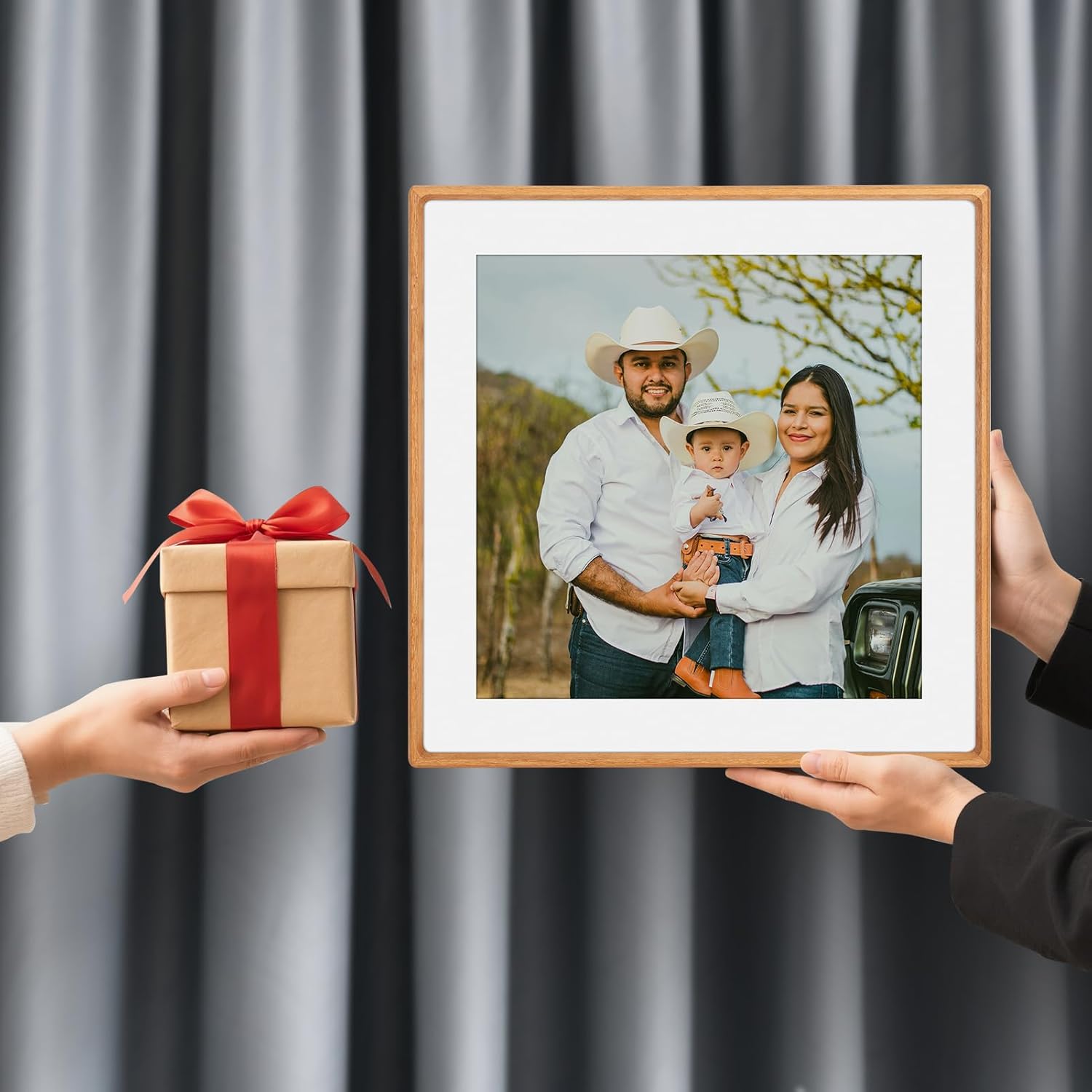 20x20 Picture Frame, Puzzle Frame for Wall, Wood Frame Brown Picture Frame for 20 x 20 Square Picture Poster Photo, Wood Gallery Poster Frame