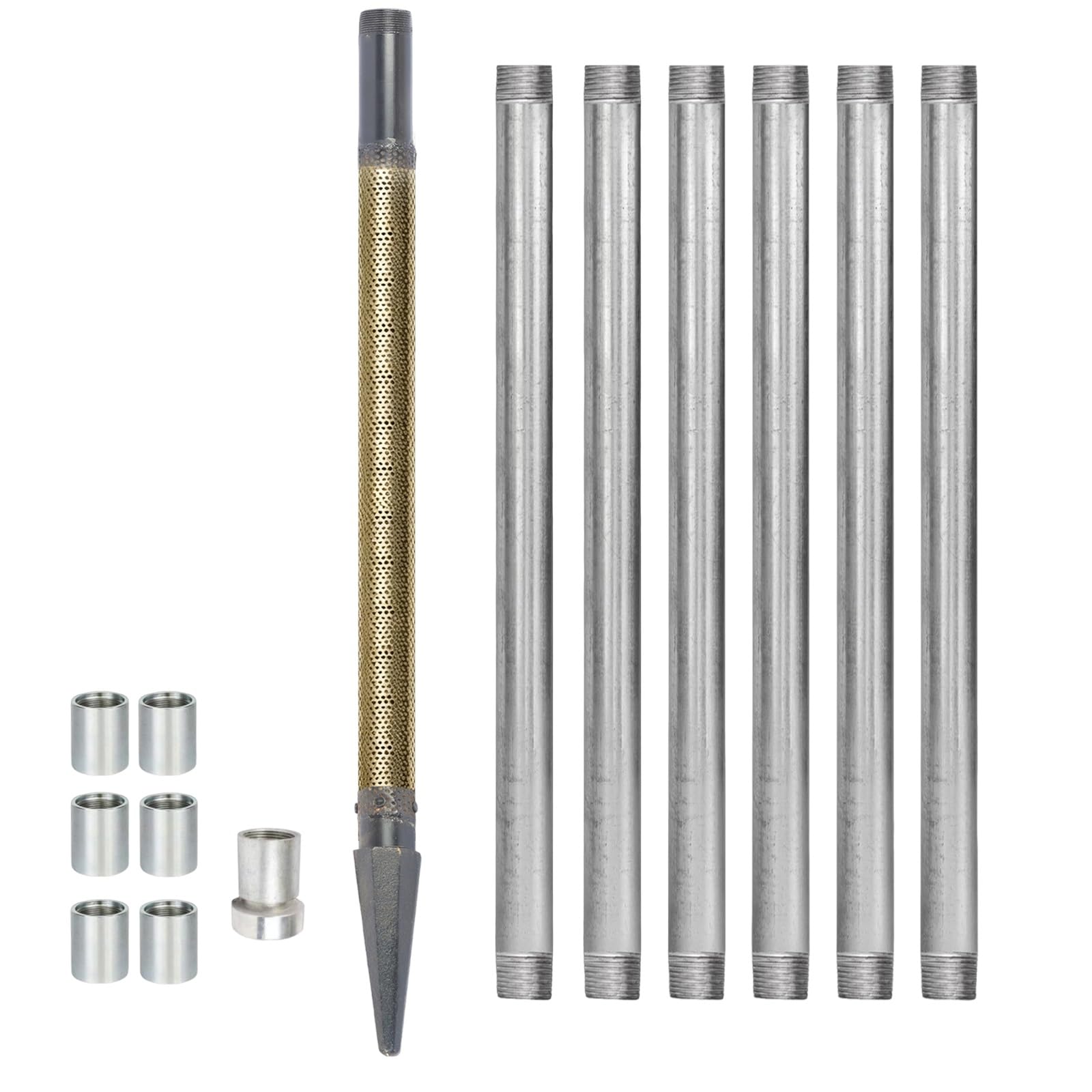 Filtro per Pozzo in Ottone Premium, Punta da Poussage 1-1/4" NPT con Maglia 60, Kit Pozzo Artesiano Robusto per Pompa a Mano e Irrigazione Giardino(7.15 m (23.4ft) Kit)