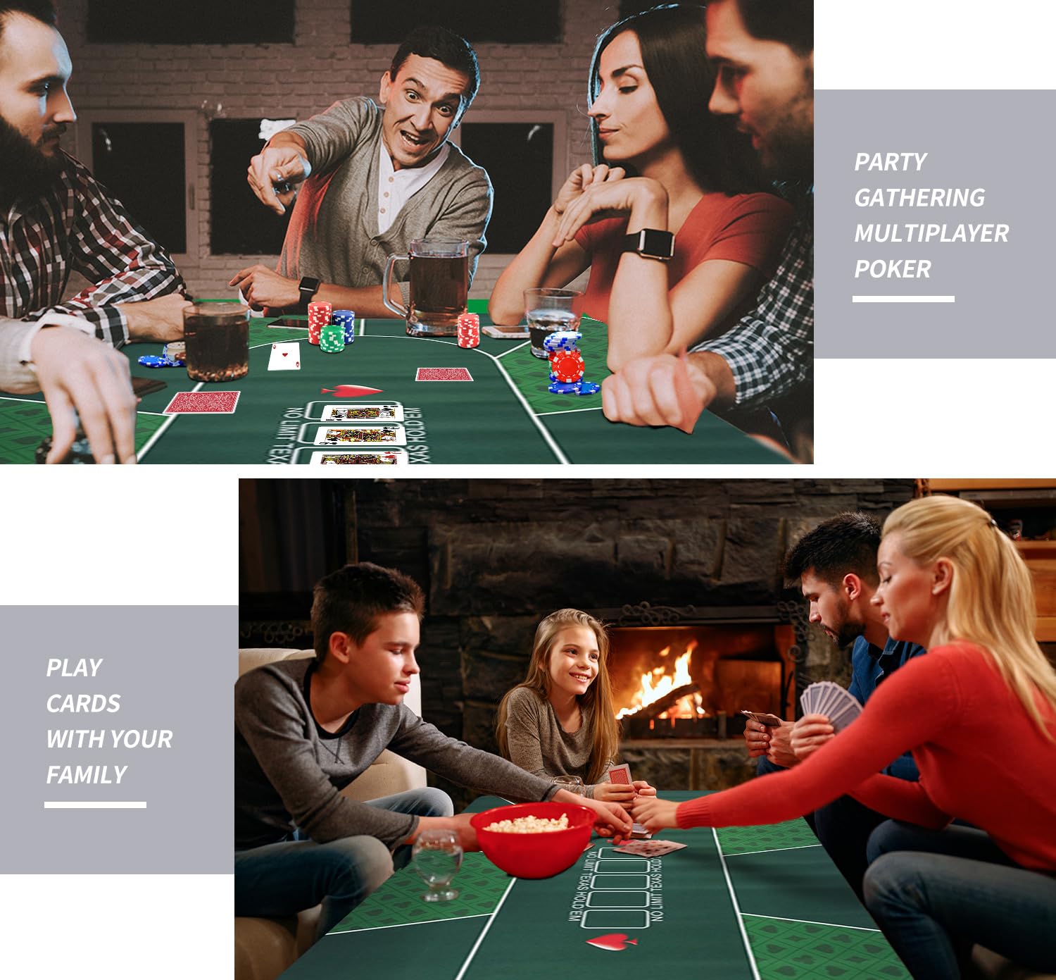 Tappetino Da Poker LENGAMPLAY Per 8-10 Giocatori - 178x89 Cm Con 8 Sottobicchieri E Borsa - 5