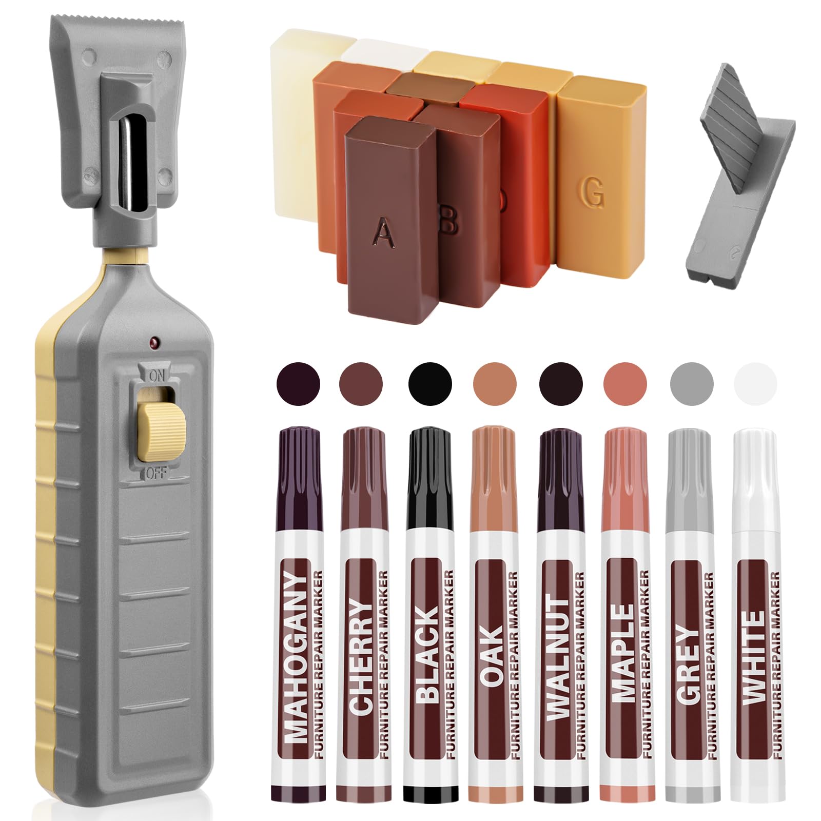 Floor Repair Kit,Laminate Hardwood Vinyl Floor Repair Kit with Heat Pen DIY Manual Floor Furniture Touch Up Marker Wood Floor Wax Cover Scratches,Cracks,Holes for Cabinet,Table,Door