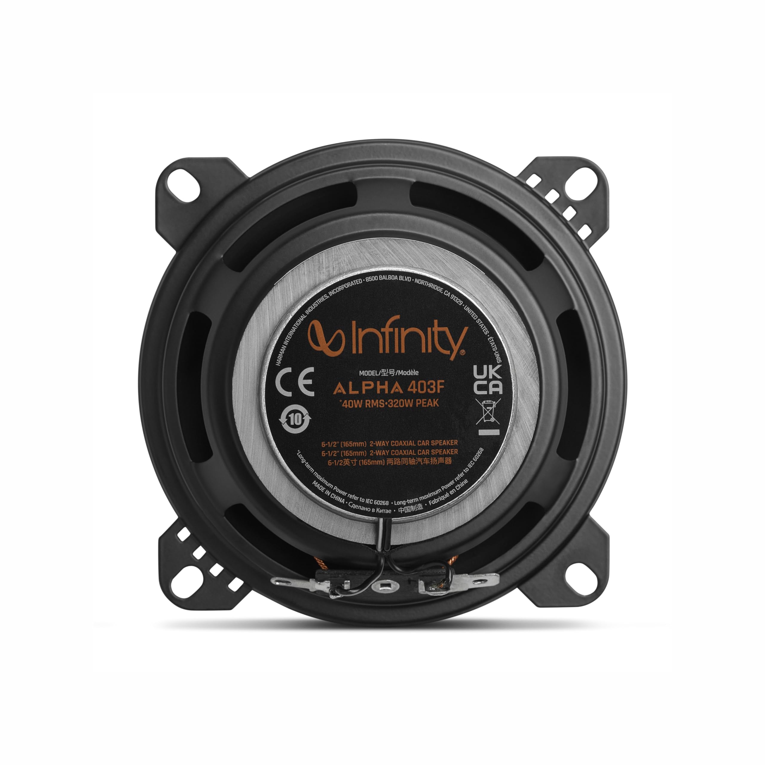 Infinity Car Coaxial Speaker Alpha 403F (4 Inch)| Peak Power - 320W | RMS Power - 40W | 4 Inch Coaxial Speaker (Black) — Amazon image 4