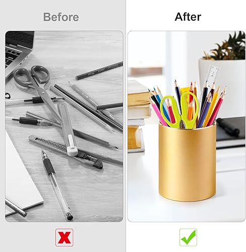 Miniatura 5 de Portalápices para escritorio, soporte de metal para escritorio, soporte de metal para brochas de maquillaje, organizador de bolígrafos de escritorio