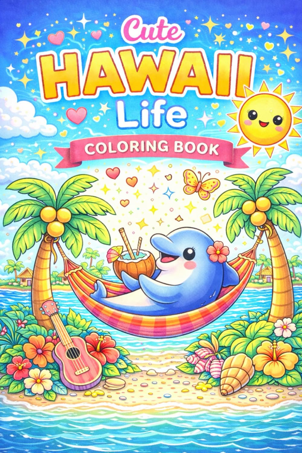 Cute Hawaii Life Coloring Book: Adorable Hawaiian Culture, Surf, Hula and Tropical Island Designs for Kids