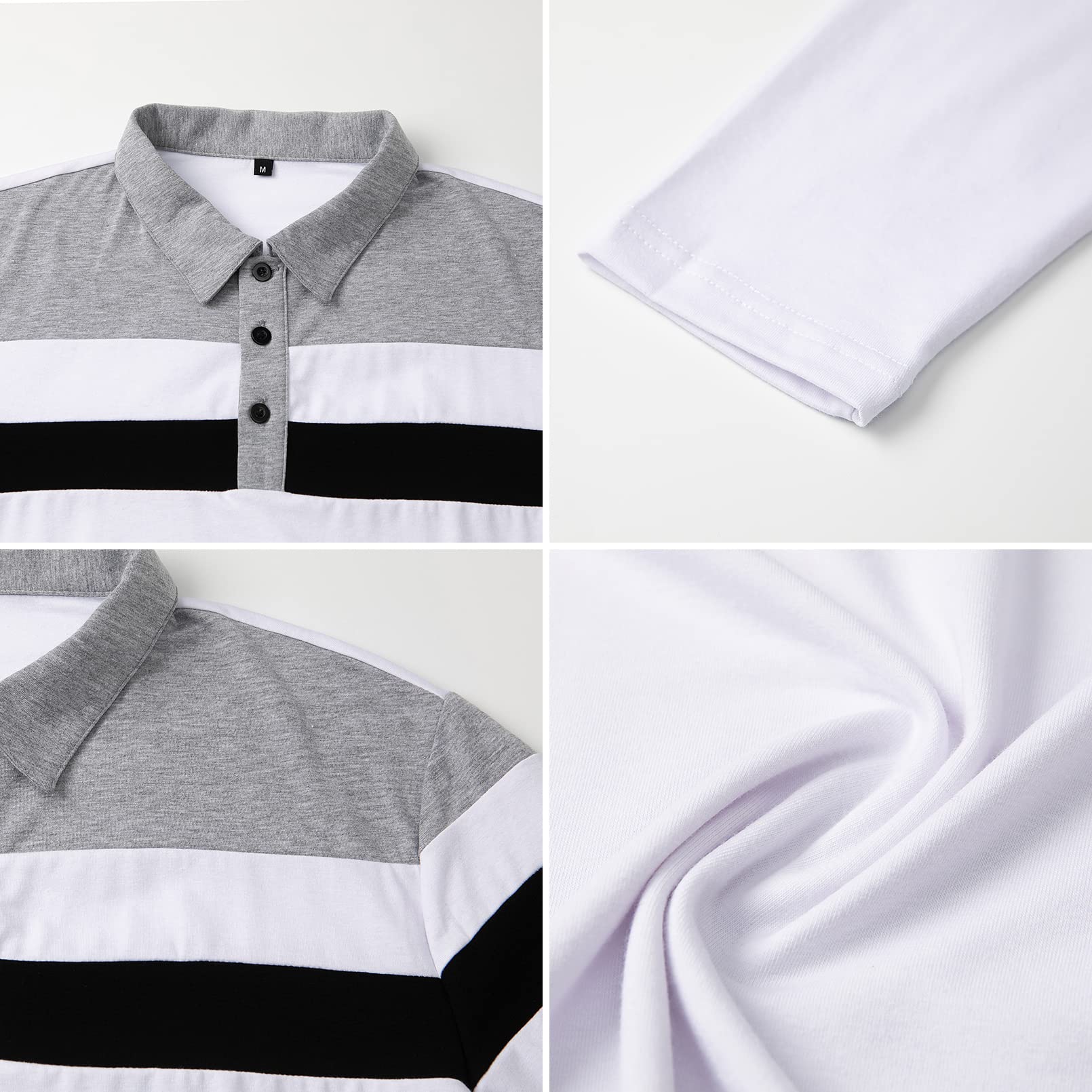 MANSDOUR Męskie koszulki polo na co dzień bawełna slim fit koszulka polo z długim rękawem i krótkim rękawem patchworkowa koszula golfowa z kołnierzem do pracy