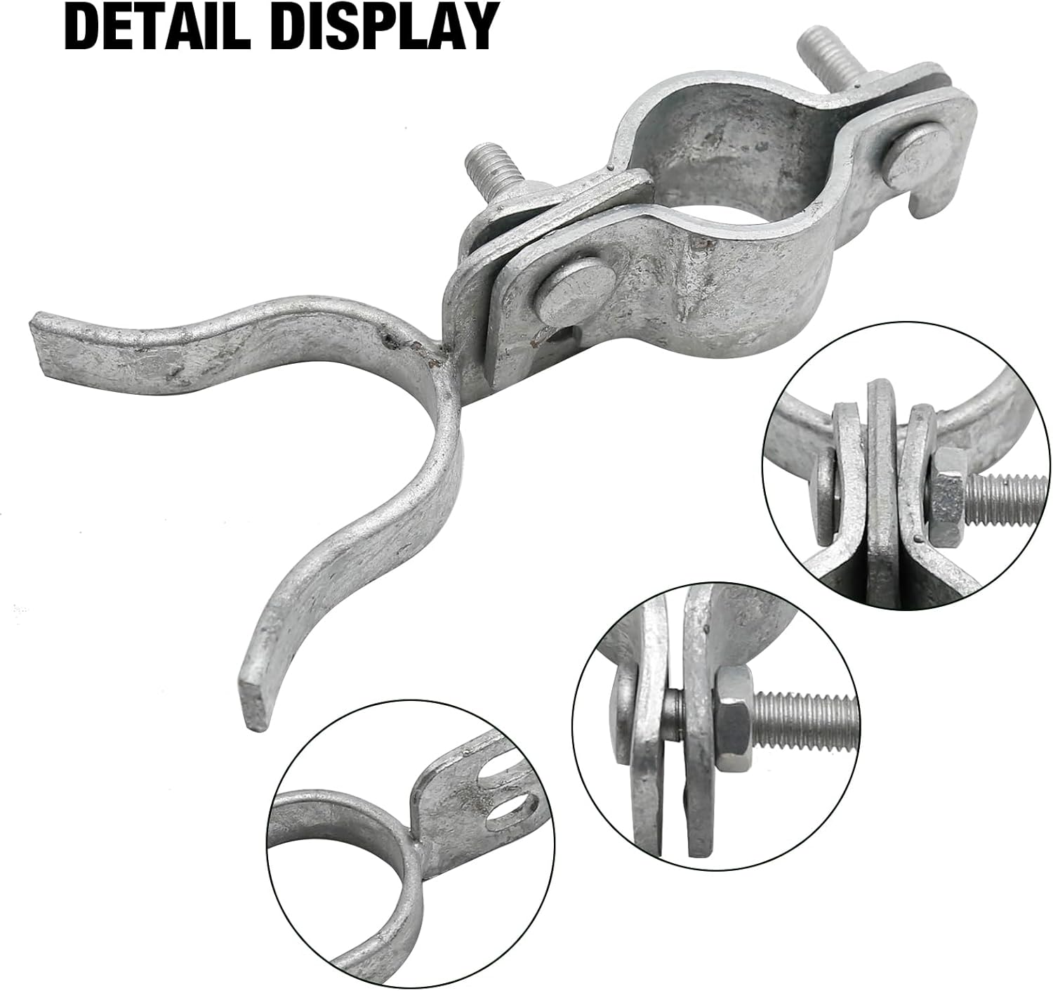 2PCS Chain Link Fence Gate Latch 1-3/8" X 1-3/8" Gate Fork Latch with Padlock Hole Galvanized Fence Gate Latch for Chain Link Fence Gate