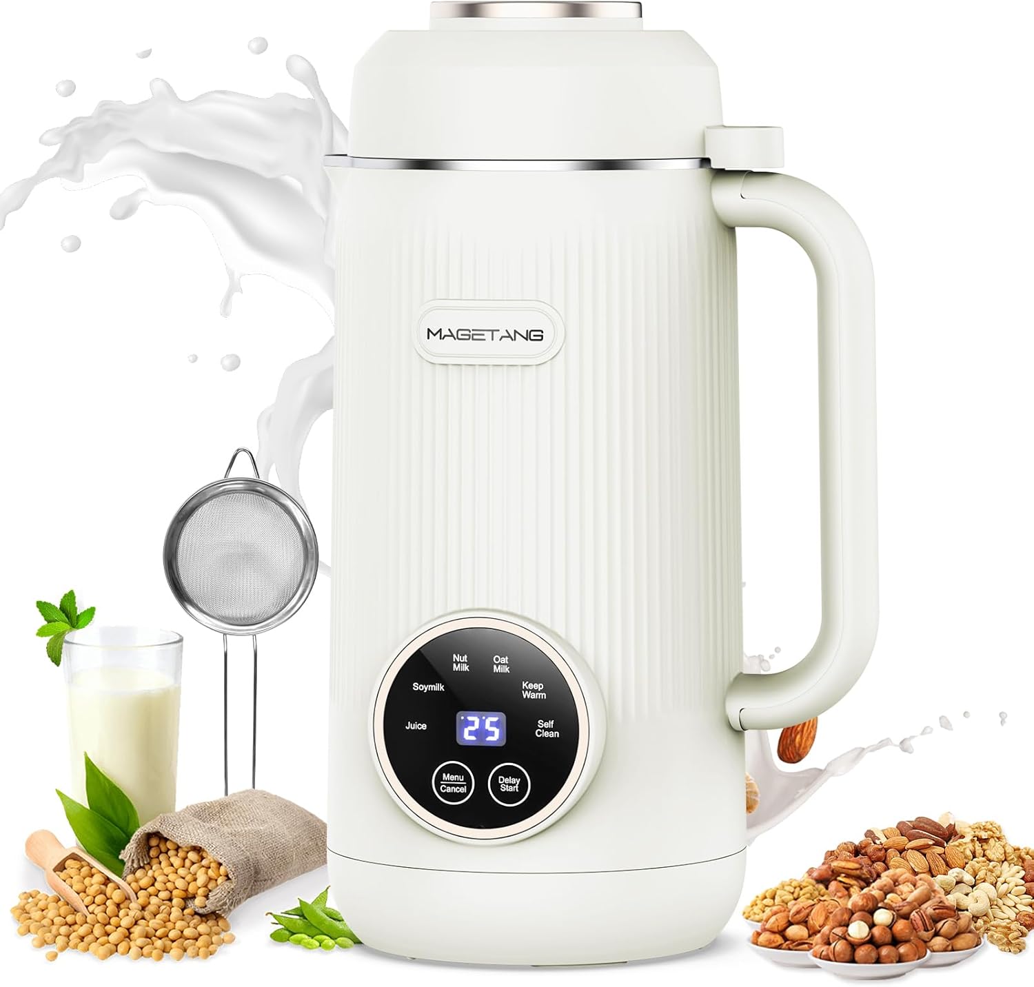 (MISSING PARTS) 7 in 1 Nut Milk Maker Machine 28oz Automatic Milk Maker for Homemade Coconut, Oat, Soy, Plant-Based Milk, Juice with 18H Delay Start/6H Keep Warm/Self Cleaning (White)