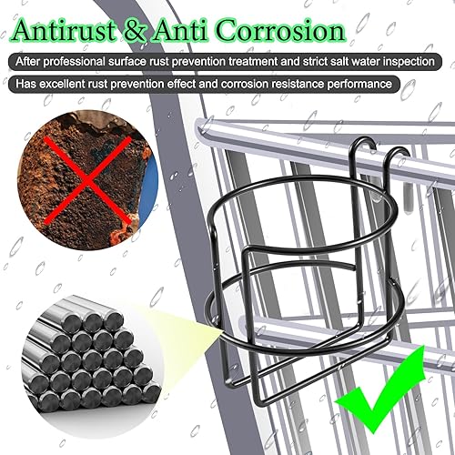 Miniatura 4 de Portavasos de acero inoxidable para colgar tazas Stanley, taza de café, biberón, 2 unidades, con barra inferior, portátil, reutilizable, para colgar