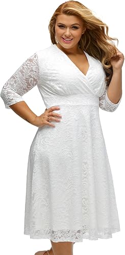 Miniatura 2 de Vestido de fiesta de boda formal de encaje elegante para mujer, talla grande