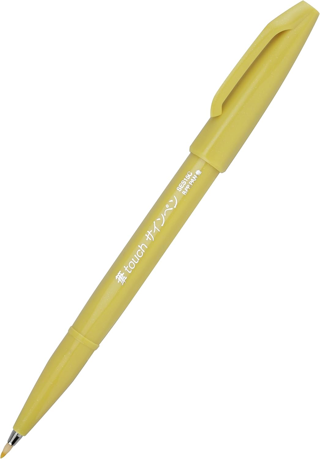 Pentel Arts Sign Pen Touch, Fude Brush Tip, Yellow Ink, Box of 12 (SES15C-G)