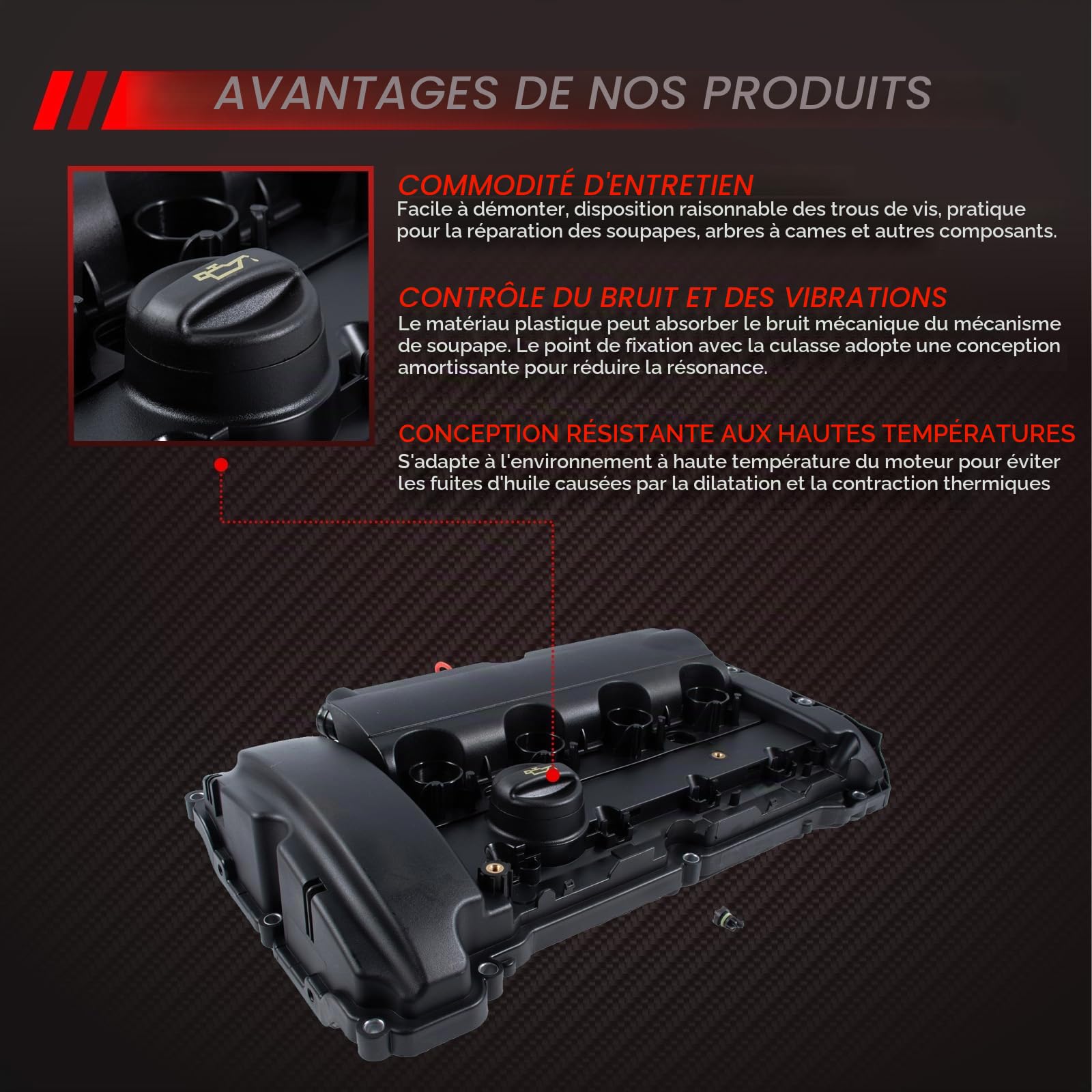 Couvercle de culbuteur de soupape de moteur Merautop SJ avec joint de remplacement pour C4 C5 DS3 DS4 207 208 3008 308 508 1.6 16V THP EP6 Accessoires de voiture Numéro de pièce V759886280 0248.Q2