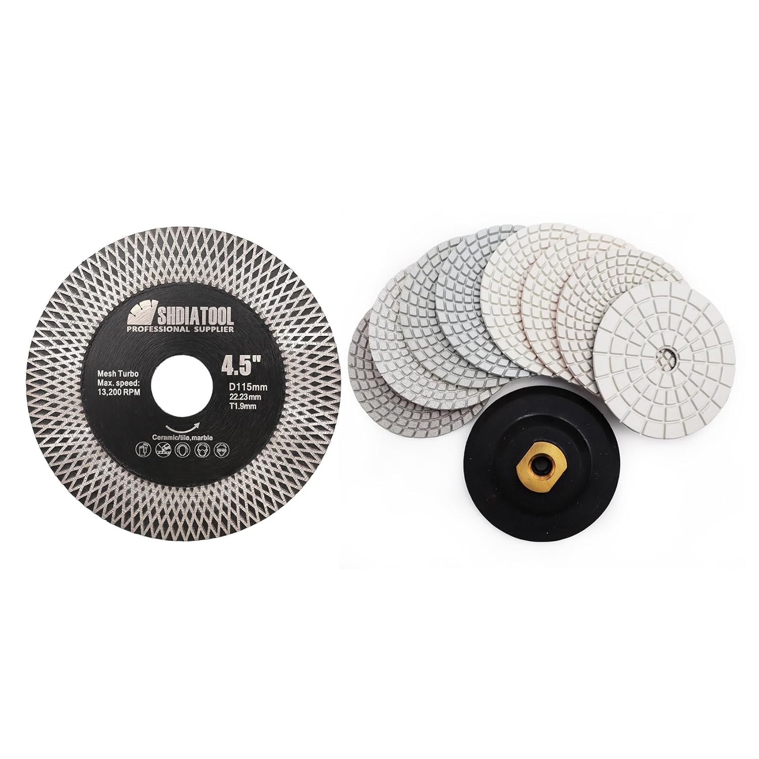 SHDIATOOL Tile Diamond Saw Blades Porcelain Cutter Disc for Dry/Wet Cutting Grinding Ceramic Marble Artificial Stone Diameter 4.5 Inches x 7/8 inch